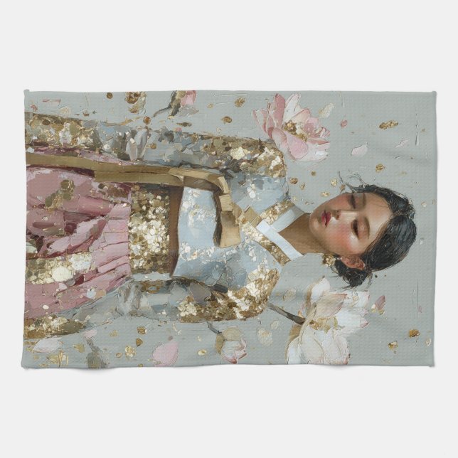 Linge De Cuisine Art du Hanbok en métal moderne (Horizontal)
