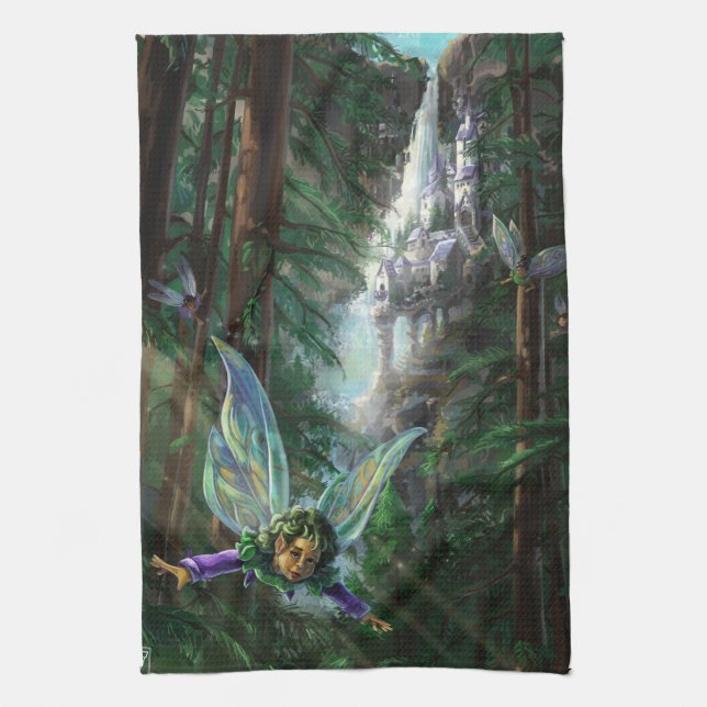 Linge De Cuisine Art fantastique de fées et de châteaux (Vertical)