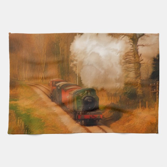 Linge De Cuisine Art ferroviaire locomotif d'enthousiaste de train (Horizontal)