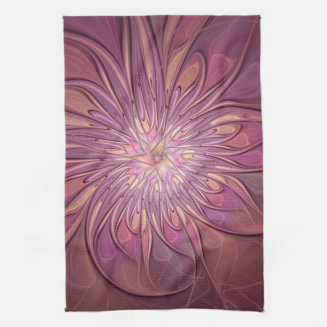 Linge De Cuisine Art floral fractal moderne abstrait couleurs de ba (Vertical)