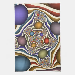 Linge De Cuisine Art fractal abstrait moderne et coloré qui s'envol