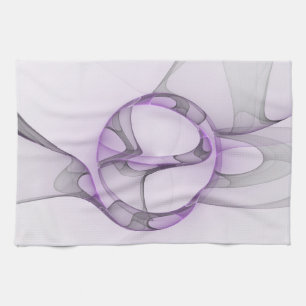 Linge De Cuisine Art fractal abstrait moderne lavande gris