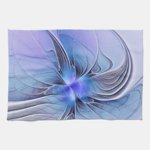 Linge De Cuisine Art fractal moderne abstrait bleu lavande