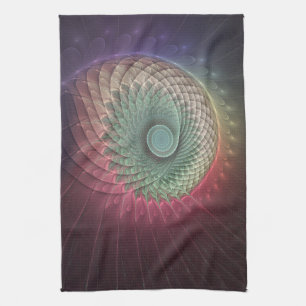 Linge De Cuisine Art fractal moderne coloré escargot abstrait