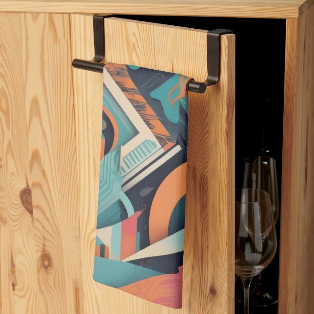 Linge De Cuisine Art géométrique Abstrait - Graphique en gras (Pliage en tiers)