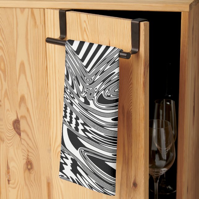 Linge De Cuisine Art Géométrique Noir Et Blanc 12 (Pliage en tiers)