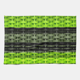 Linge De Cuisine Art graphique en osier noir et vert 2