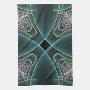 Linge De Cuisine Art graphique géométrique fractal sarcelle moderne