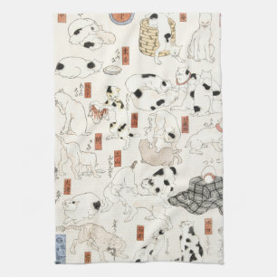 Linge De Cuisine Art japonais vintage de chat Ukiyoe gravure sur bo
