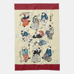 Linge De Cuisine Art japonais vintage d'Ukiyo-e de jongleurs de
