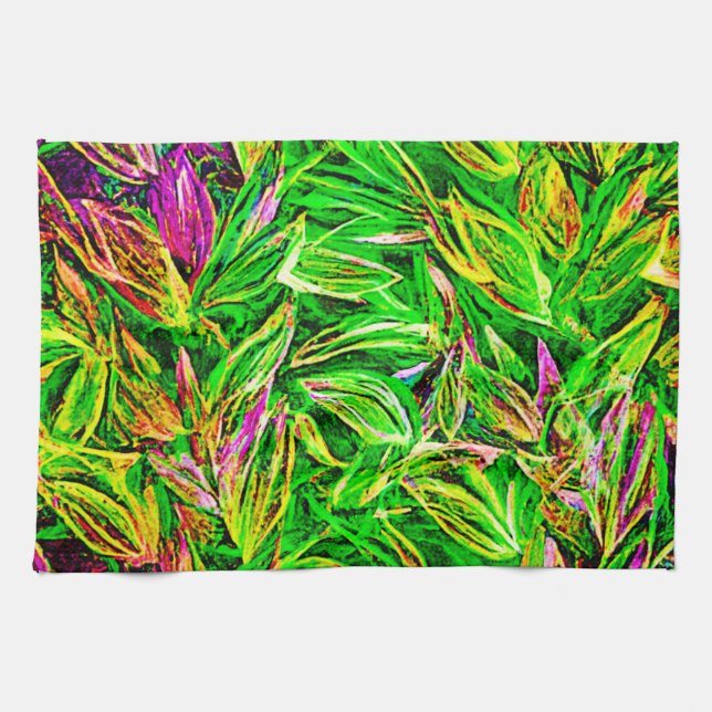 Linge De Cuisine Art Jardin feuille texturé (Horizontal)