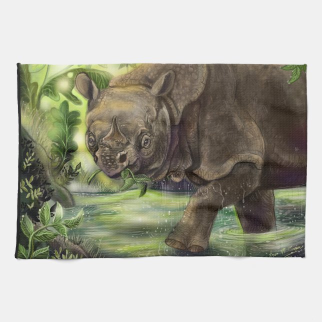 Linge De Cuisine Art Javan Rhino (Horizontal)