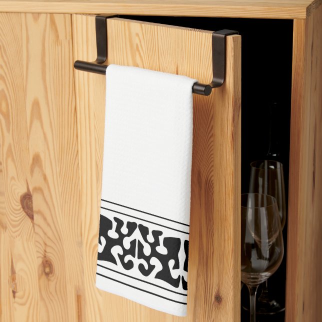 Linge De Cuisine Art moderne Abstrait en forme noire (Pliage en tiers)