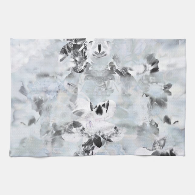 Linge De Cuisine Art moderne abstrait noir et blanc (Horizontal)