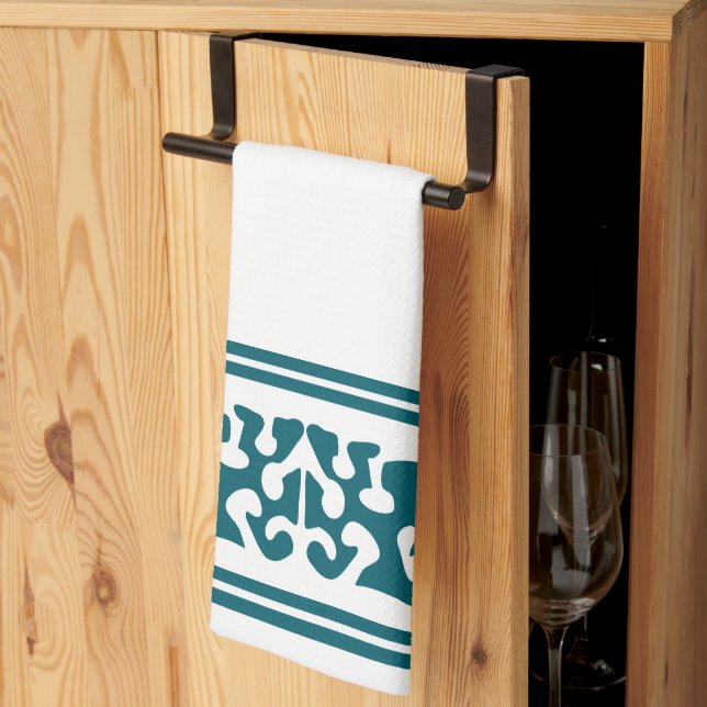 Linge De Cuisine Art moderne Abstrait turquoise foncé (Pliage en tiers)