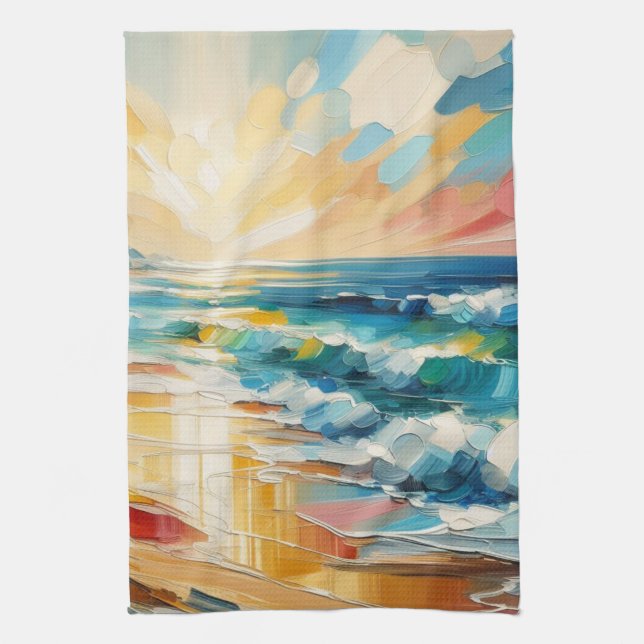 Linge De Cuisine Art moderne Beach Sunset Art Design (Vertical)