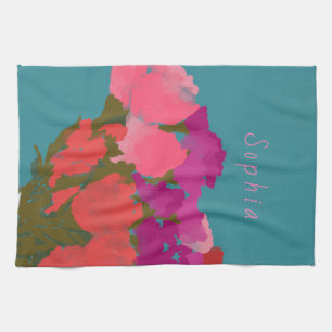 Linge De Cuisine Art Moderne Fleurs colorées joyeuses +Nom personna