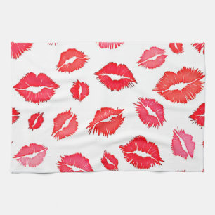 Linge De Cuisine Art Motif à lèvres rouge et rose