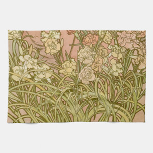 Linge De Cuisine Art Nouveau Alfonse Mucha fleurs d'oeillets floral