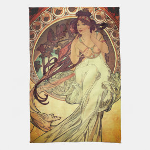 Linge De Cuisine Art nouveau Alphonse Mucha femme élégante vintage