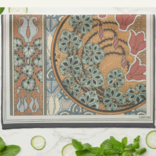 Linge De Cuisine Art nouveau Cyclamen floral élégant Eugene Grasset
