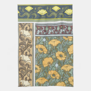 Linge De Cuisine Art Nouveau floral vintage fleurs de pavot