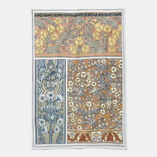 Linge De Cuisine Art Nouveau floral vintage, fleurs de sagittaire