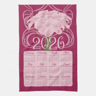 Linge De Cuisine Art Nouveau Rétro Floral Calla Lily 2026 Calendrie