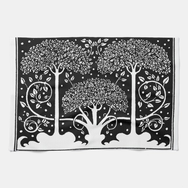 Linge De Cuisine Art Nouveau Tree Beardsley Motif (Horizontal)
