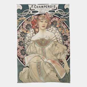 Linge De Cuisine Art Nouveau vintage Alphonse Mucha Art Peinture