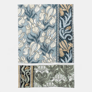 Linge De Cuisine Art Nouveau vintage, fleurs d'iris de jardin
