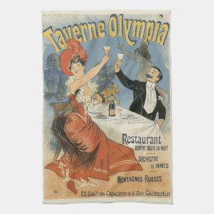 Linge De Cuisine Art Nouveau vintage, Restaurant Taverne Olympia