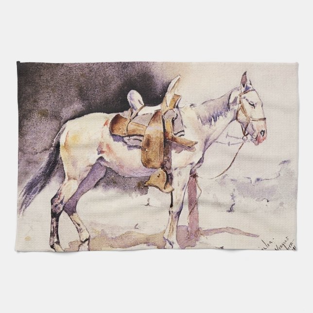 Linge De Cuisine Art occidental de Frederic Remington Poney mexicai (Horizontal)