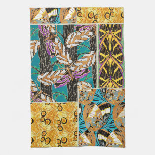 Linge De Cuisine Art papillon sarcelle et violet maximaliste vibran