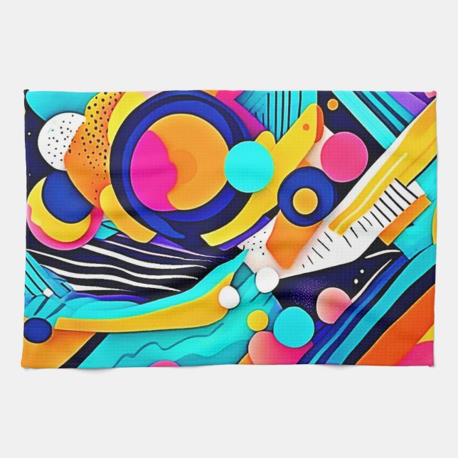 Linge De Cuisine Art Pop Abstrait Vibrant (Horizontal)