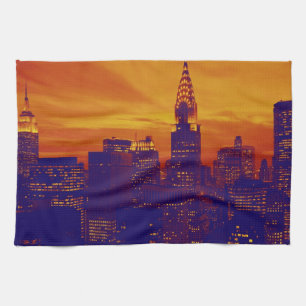 Linge De Cuisine Art pop orange bleu New York City