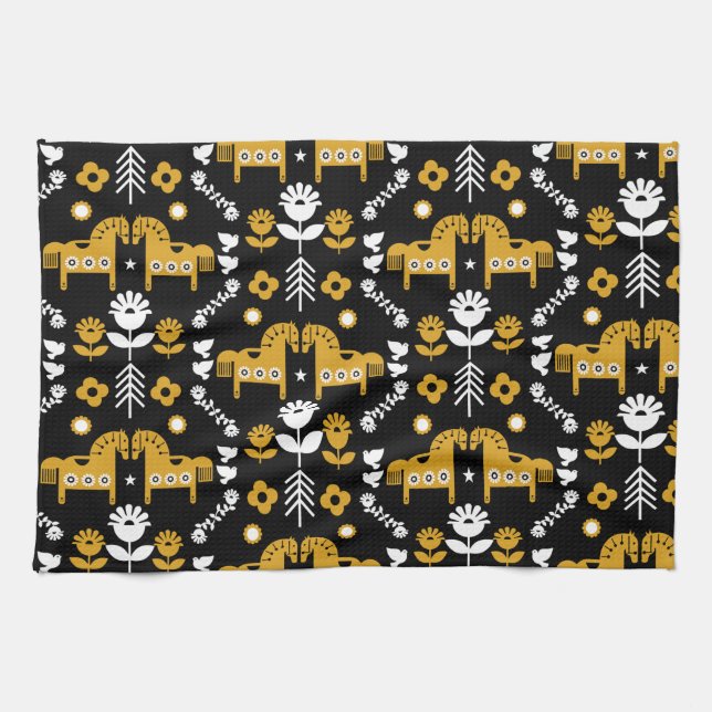 Linge De Cuisine Art populaire de cheval scandinave (Horizontal)