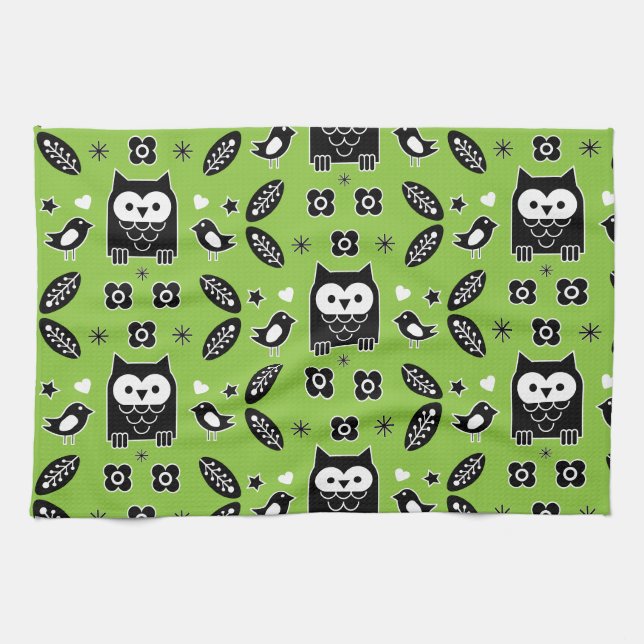 Linge De Cuisine Art populaire de Chouette scandinave (Horizontal)