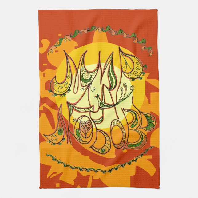 Linge De Cuisine Art populaire Peace & Love Wish en russe (Vertical)