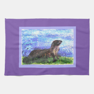 Linge De Cuisine Art scintillant de loutre de rivière