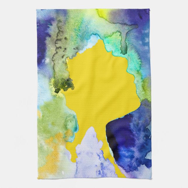Linge De Cuisine art silhouette aquarelle abstrait (Vertical)