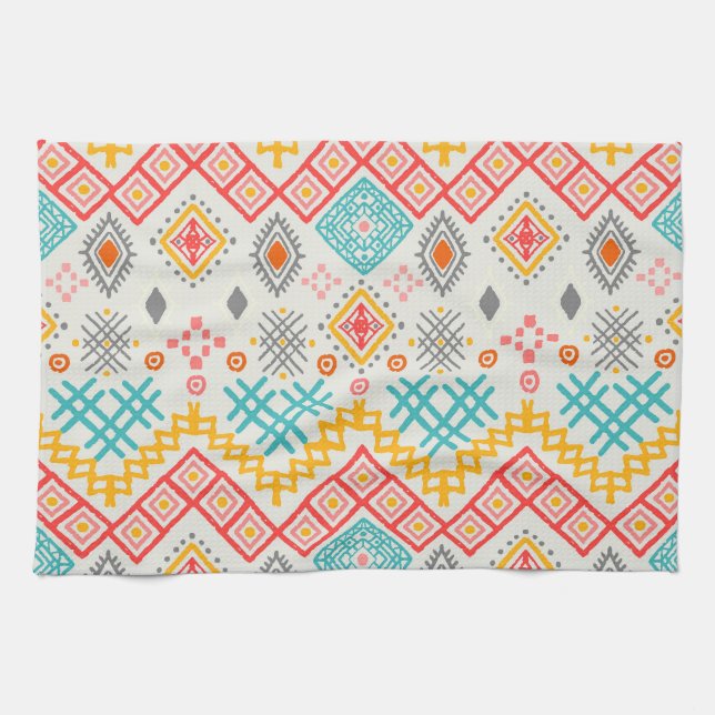 Linge De Cuisine Art tribal : imprimé géométrique boho. (Horizontal)
