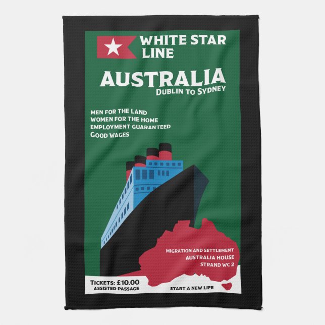 Linge De Cuisine Art Vintage de l'immigration australienne (Vertical)