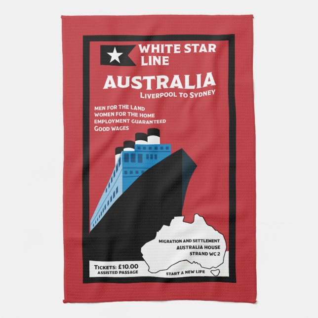 Linge De Cuisine Art Vintage de l'immigration australienne (Vertical)
