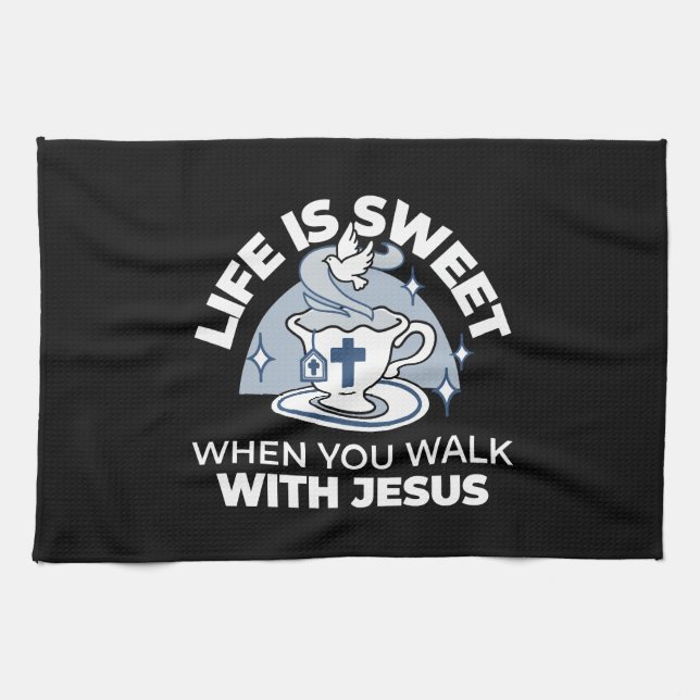 Linge De Cuisine Art Vivant Fidèle - Teacup avec Croix et Dove (Horizontal)