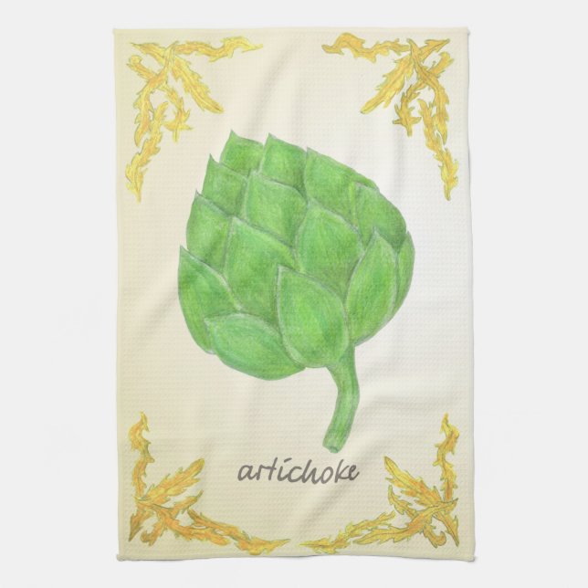 Linge De Cuisine artichaut au design classique feuille (Vertical)