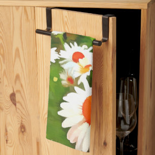 Linge De Cuisine Artistic Bright and Colorful White Garden Daisies