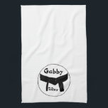 Linge De Cuisine Arts martiaux personnalisés Ceinture noire Serviet<br><div class="desc">Customisez la serviette de cuisine Black Belt Arts avec le nom personnel de votre artiste martiale et l'année où ils ont gagné une ceinture noire. Cette serviette d'arts martiaux personnalisée fait une idée cadeau unique personnalisée pour un test de promotion de ceinture noire. Convient à tous les arts martiaux y...</div>