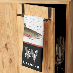 Linge De Cuisine Aspen rustique Bark Trout pêcheur Lac House Kitc