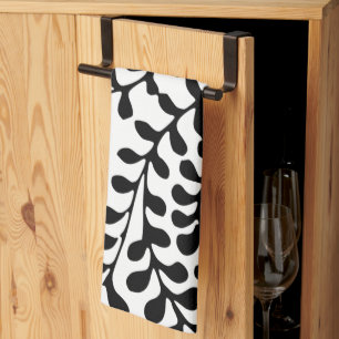 Linge De Cuisine Assez orné impression noir et blanc